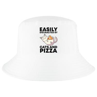 Easily Distracted By Cats And Pizza Kawaii Cat Lovers Gift Cool Comfort Performance Bucket Hat