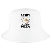 Easily Distracted By Cats And Pizza Kawaii Cat Lovers Gift Cool Comfort Performance Bucket Hat