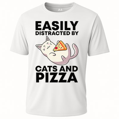 Easily Distracted By Cats And Pizza Kawaii Cat Lovers Gift Performance Shirt