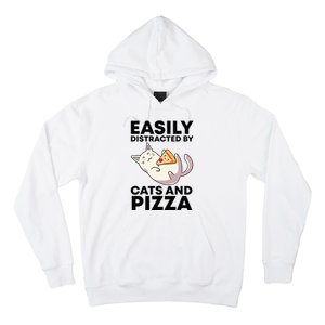 Easily Distracted By Cats And Pizza Kawaii Cat Lovers Gift Hoodie