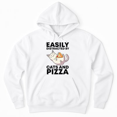 Easily Distracted By Cats And Pizza Kawaii Cat Lovers Gift Hoodie