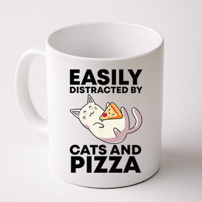 Easily Distracted By Cats And Pizza Kawaii Cat Lovers Gift Mug