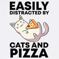 Easily Distracted By Cats And Pizza Kawaii Cat Lovers Gift 11oz C Handle Ceramic Mug