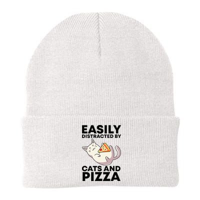 Easily Distracted By Cats And Pizza Kawaii Cat Lovers Gift Beanie