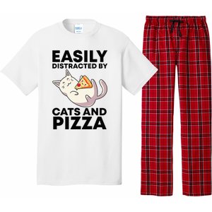 Easily Distracted By Cats And Pizza Kawaii Cat Lovers Gift Pajama Set