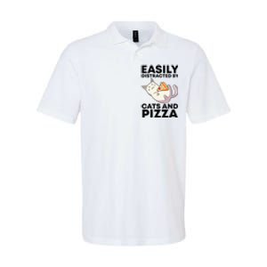 Easily Distracted By Cats And Pizza Kawaii Cat Lovers Gift Softstyle Adult Sport Polo