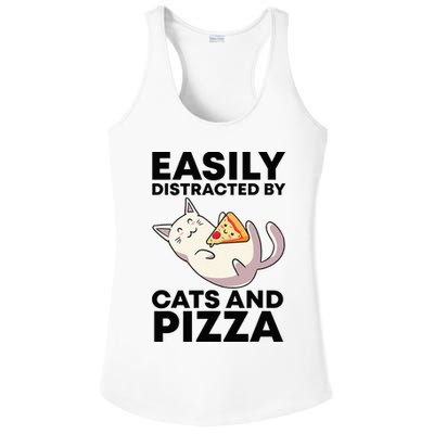 Easily Distracted By Cats And Pizza Kawaii Cat Lovers Gift Ladies PosiCharge Competitor Racerback Tank