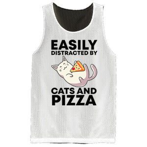 Easily Distracted By Cats And Pizza Kawaii Cat Lovers Gift Mesh Reversible Basketball Jersey Tank