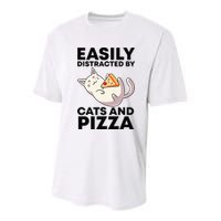 Easily Distracted By Cats And Pizza Kawaii Cat Lovers Gift Youth Performance Sprint T-Shirt