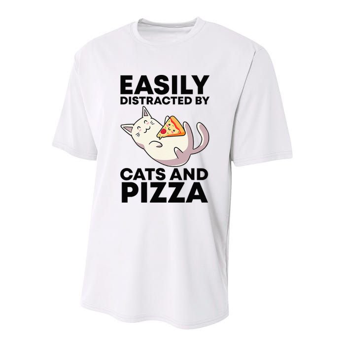 Easily Distracted By Cats And Pizza Kawaii Cat Lovers Gift Youth Performance Sprint T-Shirt