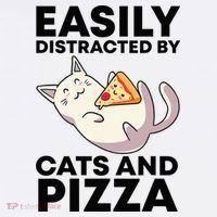Easily Distracted By Cats And Pizza Kawaii Cat Lovers Gift Baby Bodysuit