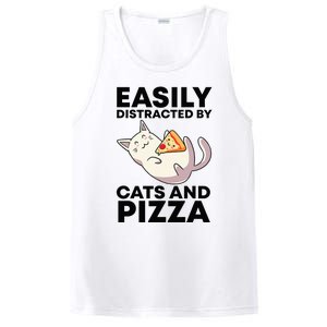 Easily Distracted By Cats And Pizza Kawaii Cat Lovers Gift PosiCharge Competitor Tank