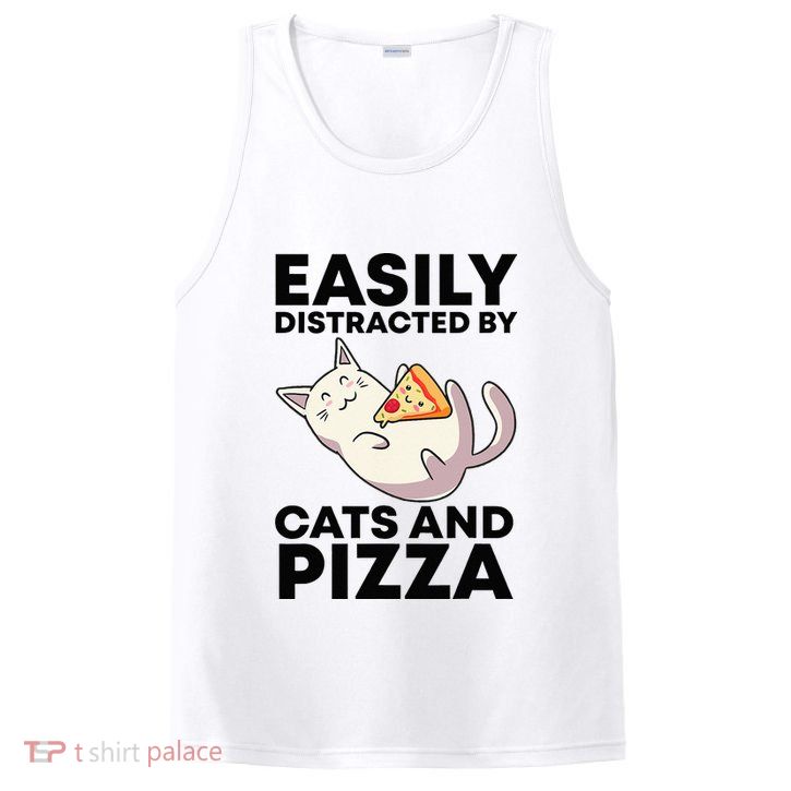 Easily Distracted By Cats And Pizza Kawaii Cat Lovers Gift PosiCharge Competitor Tank