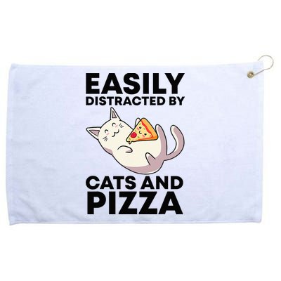 Easily Distracted By Cats And Pizza Kawaii Cat Lovers Gift Grommeted Golf Towel