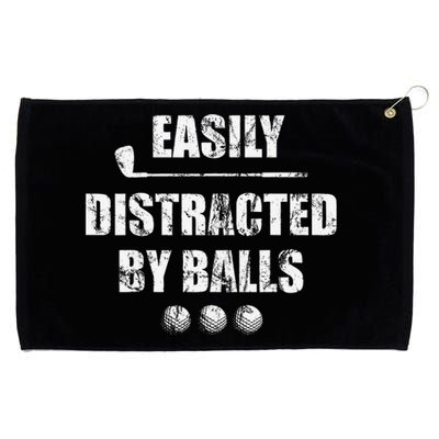 Easily Distracted By Balls Funny Golf Ball Putt Design Grommeted Golf Towel