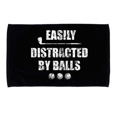 Easily Distracted By Balls Funny Golf Ball Putt Design Microfiber Hand Towel