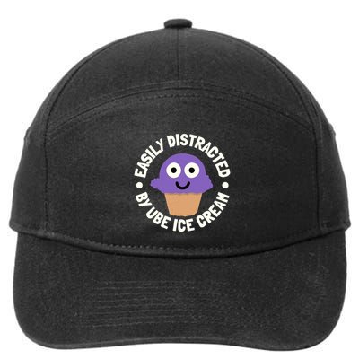 Easily Distracted By Ube Ice Cream Ube Ice Cream Lover 7-Panel Snapback Hat