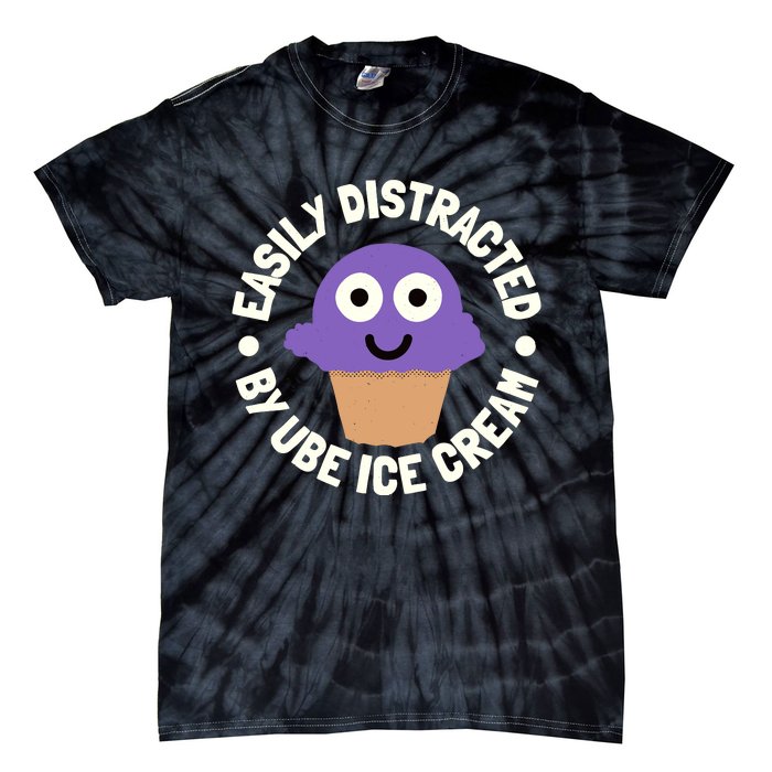 Easily Distracted By Ube Ice Cream Ube Ice Cream Lover Tie-Dye T-Shirt