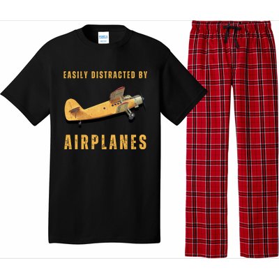 Easily Distracted By Airplanes Aviation Pilot Gift Pajama Set