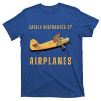 Easily Distracted By Airplanes Aviation Pilot Gift T-Shirt