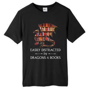 Easily Distracted By Dragons And Books Book & Dragon Tall Fusion ChromaSoft Performance T-Shirt