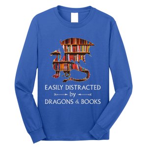 Easily Distracted By Dragons And Books Book & Dragon Long Sleeve Shirt