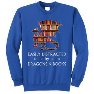 Easily Distracted By Dragons And Books Book & Dragon Sweatshirt