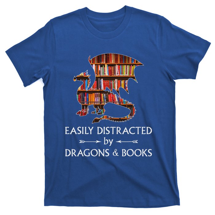 Easily Distracted By Dragons And Books Book & Dragon T-Shirt