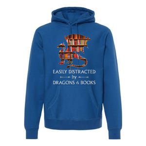 Easily Distracted By Dragons And Books Book & Dragon Premium Hoodie