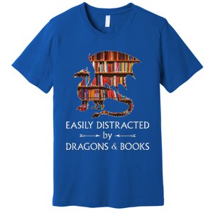 Easily Distracted By Dragons And Books Book & Dragon Premium T-Shirt