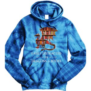 Easily Distracted By Dragons And Books Book & Dragon Tie Dye Hoodie