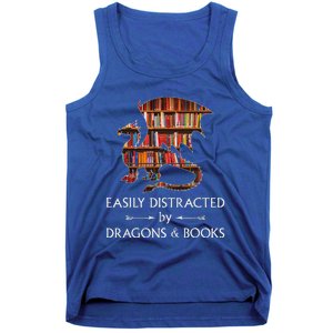 Easily Distracted By Dragons And Books Book & Dragon Tank Top