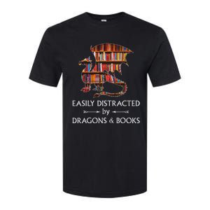 Easily Distracted By Dragons And Books Book & Dragon Softstyle CVC T-Shirt