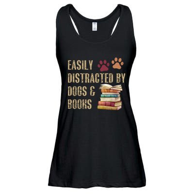 Easily Distracted By Dogs And Books Ladies Essential Flowy Tank