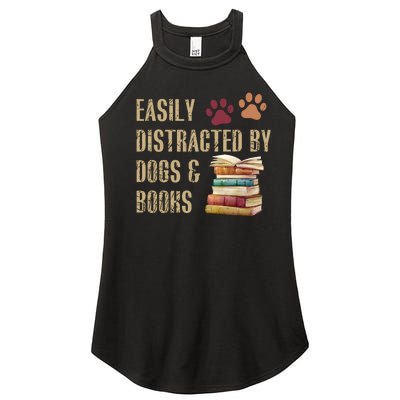 Easily Distracted By Dogs And Books Women’s Perfect Tri Rocker Tank