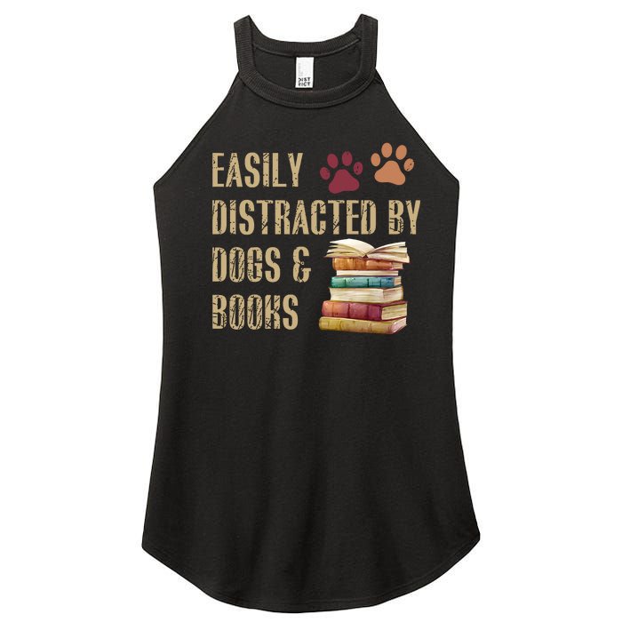 Easily Distracted By Dogs And Books Women’s Perfect Tri Rocker Tank