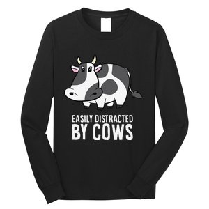 Easily Distracted By Cows Cattle Farming Cows Long Sleeve Shirt