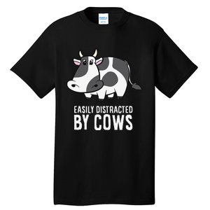 Easily Distracted By Cows Cattle Farming Cows Tall T-Shirt