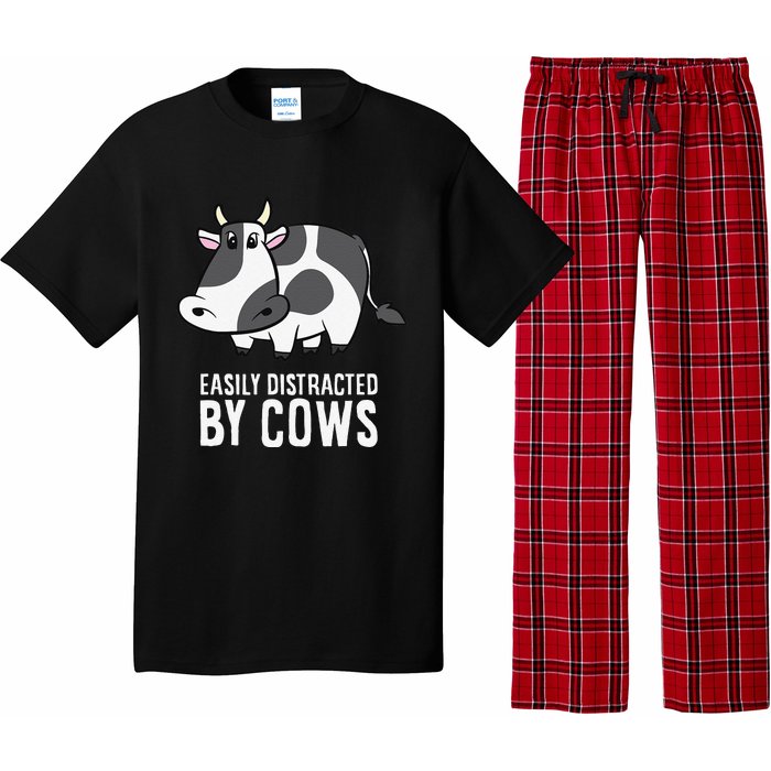 Easily Distracted By Cows Cattle Farming Cows Pajama Set