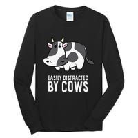 Easily Distracted By Cows Cattle Farming Cows Tall Long Sleeve T-Shirt