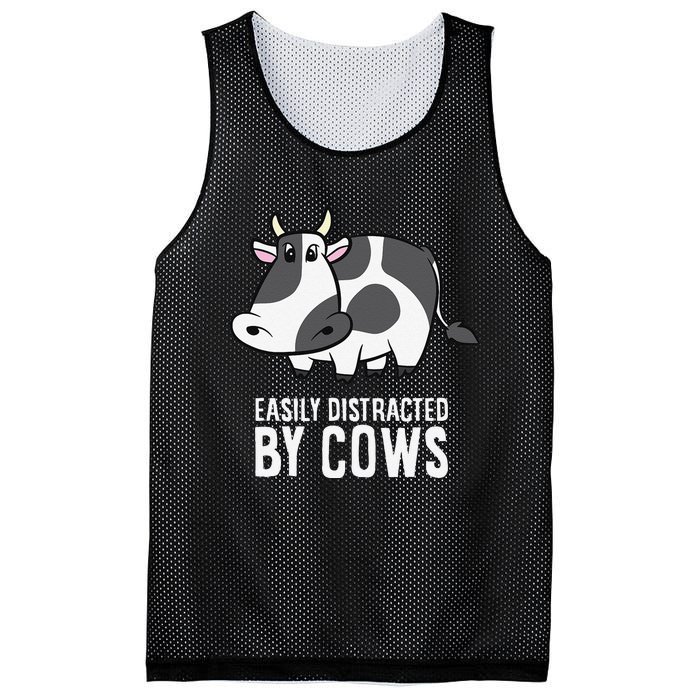 Easily Distracted By Cows Cattle Farming Cows Mesh Reversible Basketball Jersey Tank