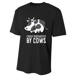 Easily Distracted By Cows Cattle Farming Cows Performance Sprint T-Shirt