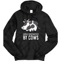 Easily Distracted By Cows Cattle Farming Cows Tie Dye Hoodie