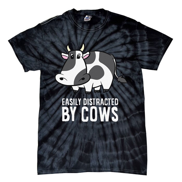 Easily Distracted By Cows Cattle Farming Cows Tie-Dye T-Shirt