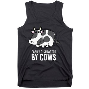 Easily Distracted By Cows Cattle Farming Cows Tank Top