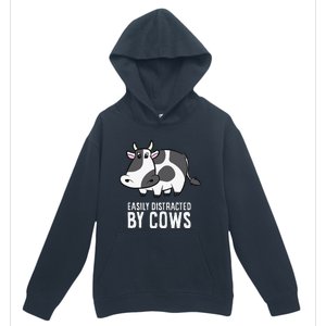 Easily Distracted By Cows Cattle Farming Cows Urban Pullover Hoodie