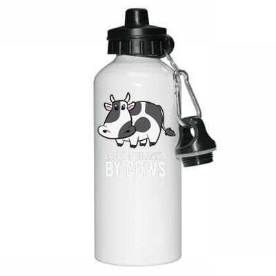 Easily Distracted By Cows Cattle Farming Cows Aluminum Water Bottle 