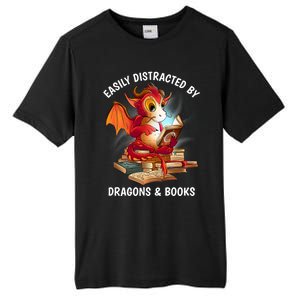 Easily Distracted By Dragons And Books Nerd Dragon Tall Fusion ChromaSoft Performance T-Shirt