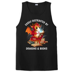 Easily Distracted By Dragons And Books Nerd Dragon PosiCharge Competitor Tank