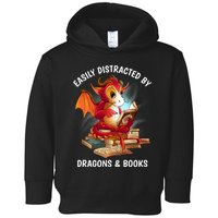 Easily Distracted By Dragons And Books Nerd Dragon Toddler Hoodie